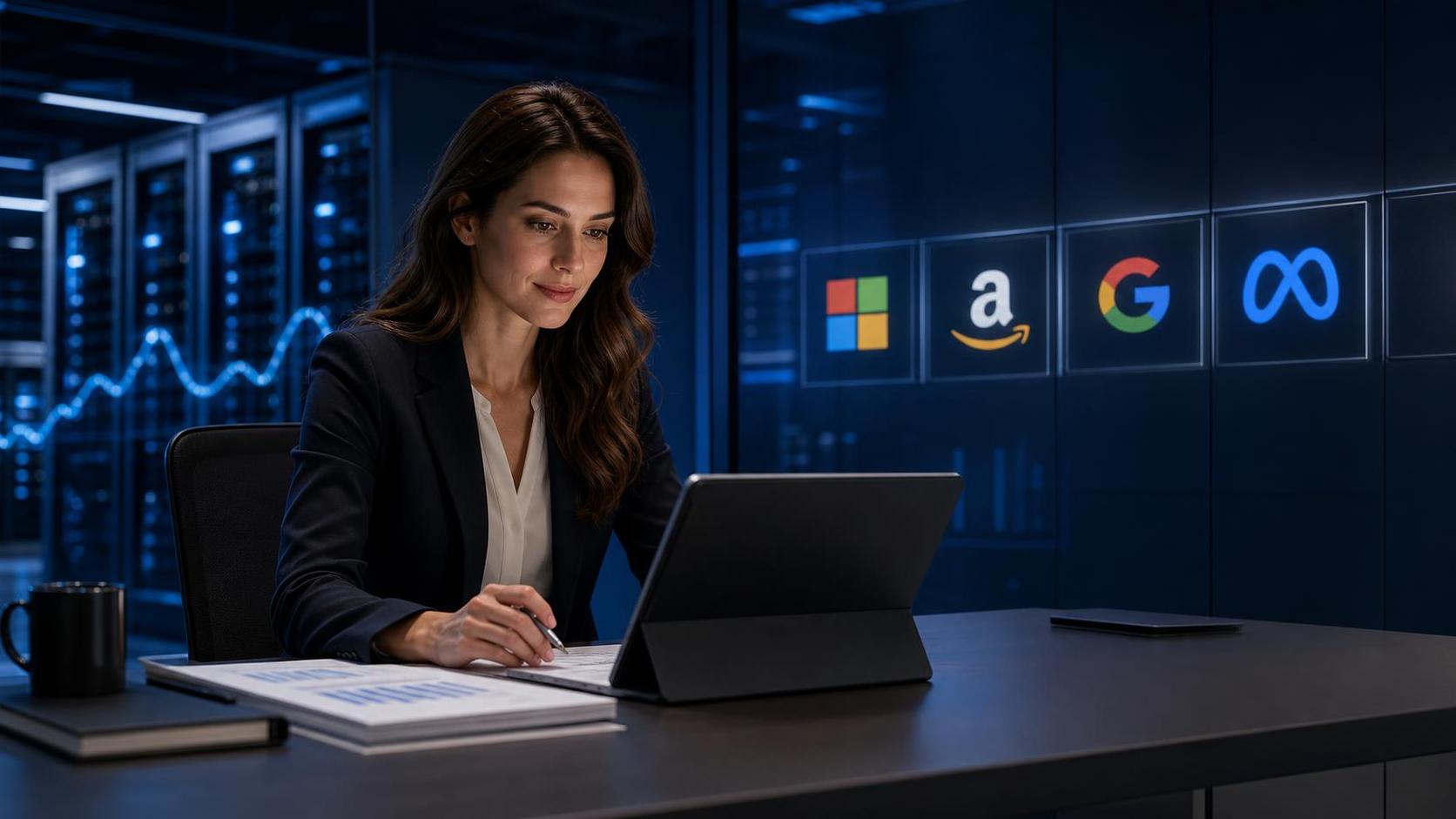 Analytička sleduje technologické earnings a&nbsp;AI investice s&nbsp;logy Microsoft, Amazon, Google a&nbsp;Meta